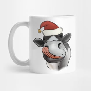 cow christmas santa hat Mug